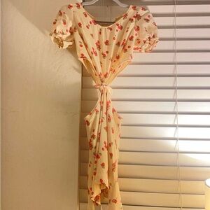 Cherries for love and lemons Puff Sleeve Dress with 50s inspired cut out